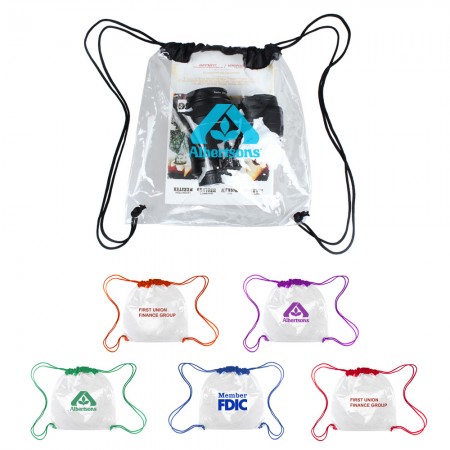 Clear Vinly NFL Stadium Compliant Cinch Bag With Drawstring